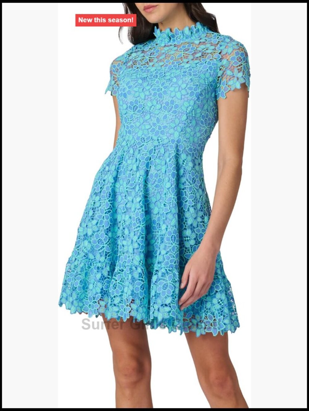 Lined Cap Sleeve High Neck Fit & Flare Mini Dress